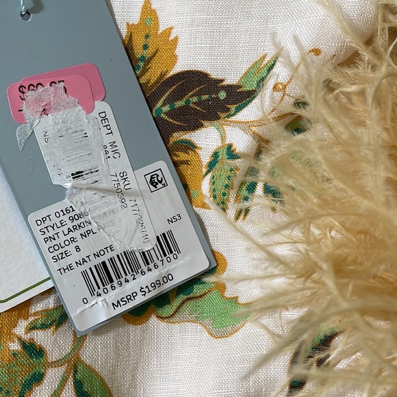 NWT ANTONIO MELANI x The Nat Note Larkin Paisley Feathered Cropped Linen Pants - Picture 14 of 14